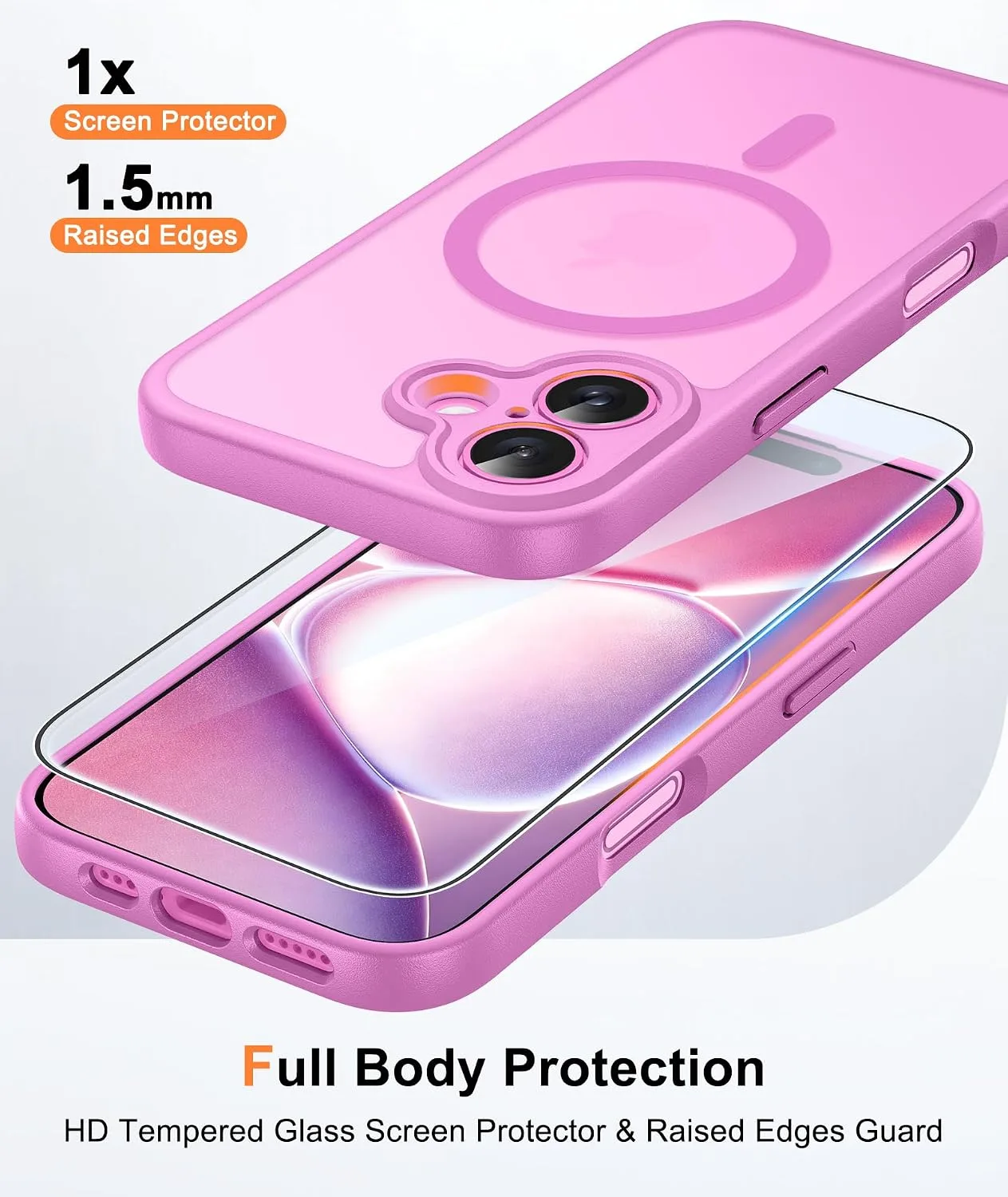 FNTCASE for iPhone 16 Case Fit for MagSafe Pink