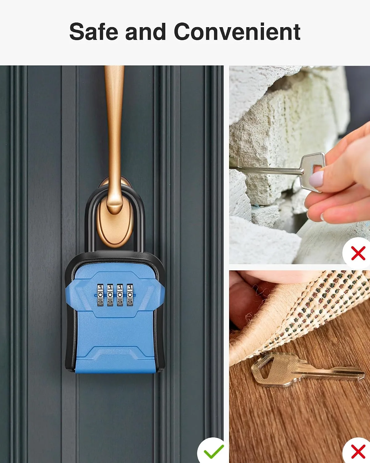 Puroma Key Lock Box for House Keys Combination Lockbox with Code, 1 Blue