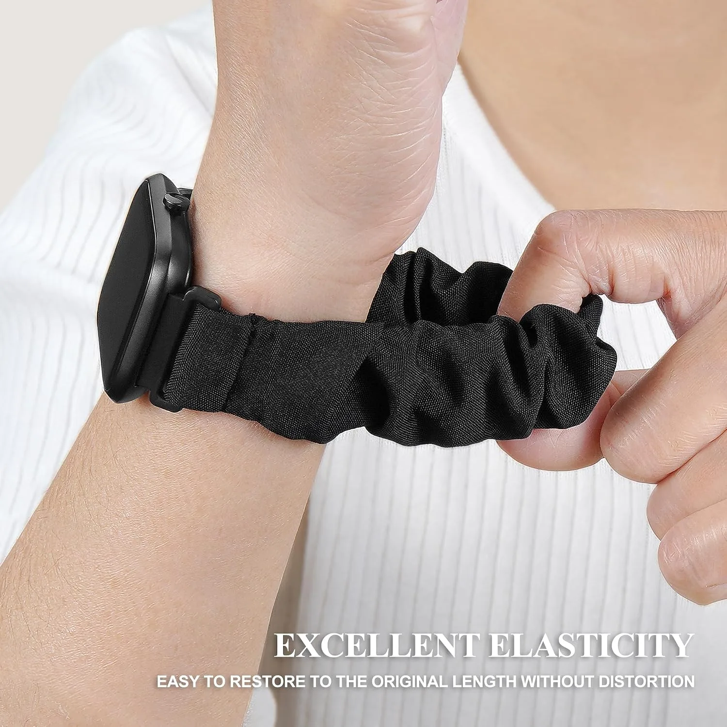 Sunnyson 22mm Bands for Veryfit IDW13/IDW16/IDW19/IDW26/IDW28 Smartwatch，2 Pack Elastic Fabric Scrunchie Straps for Fitvii H57/H56/Fitpolo/Toobur id208 Plus Women