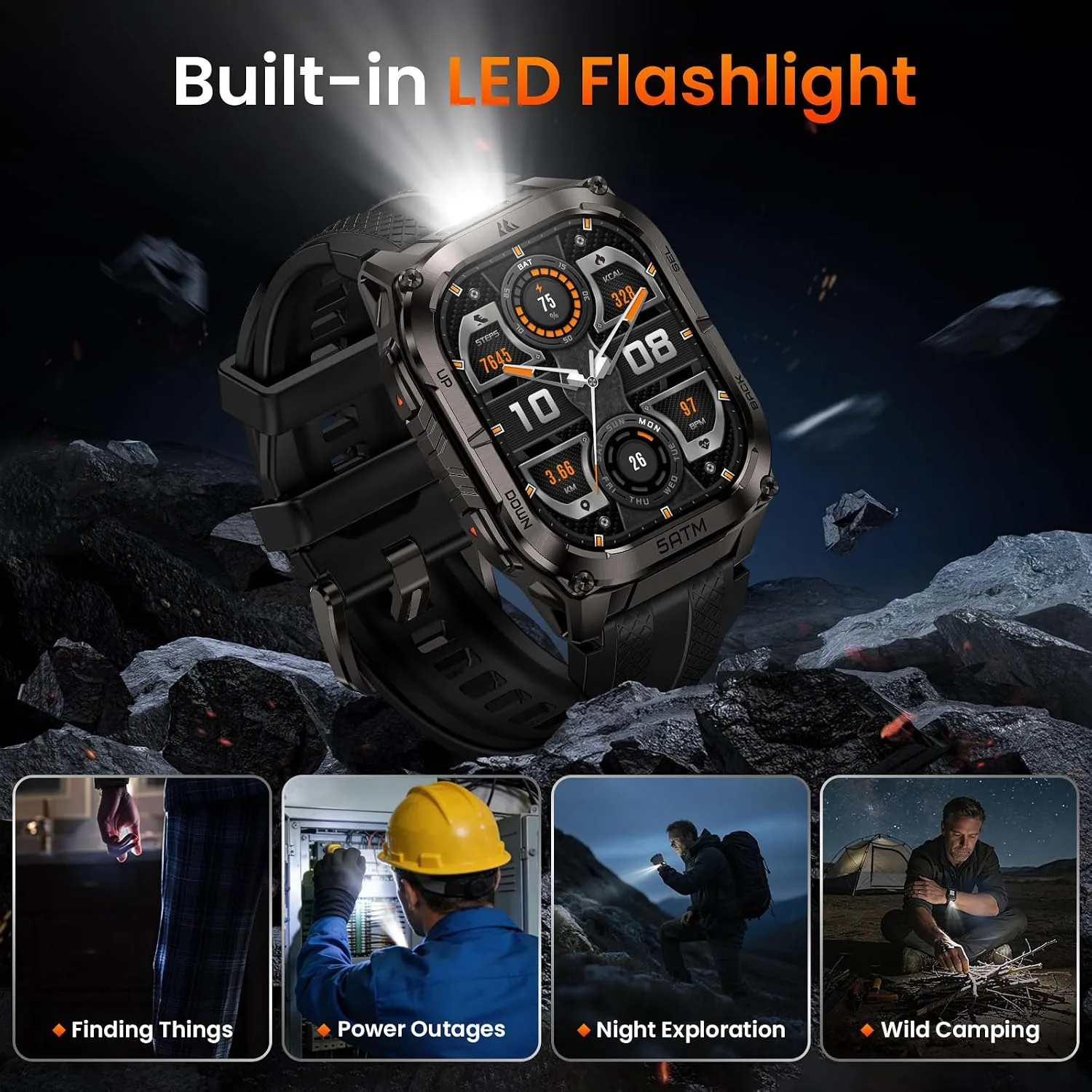 KOSPET Tank M4C Smart Watch Rugged, Dual-Band GPS, 5ATM & IP69K Waterproof