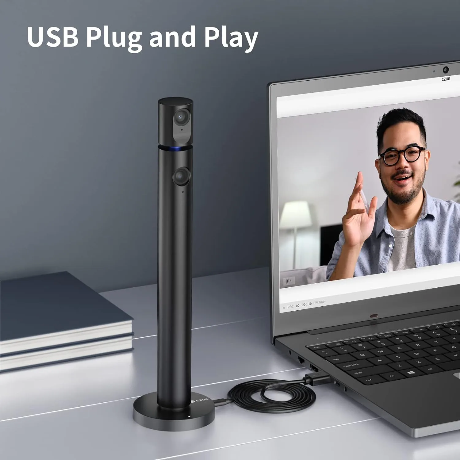 CZUR Halo X Pro Dual Webcam for PC, 1080P Web Camera with Microphone