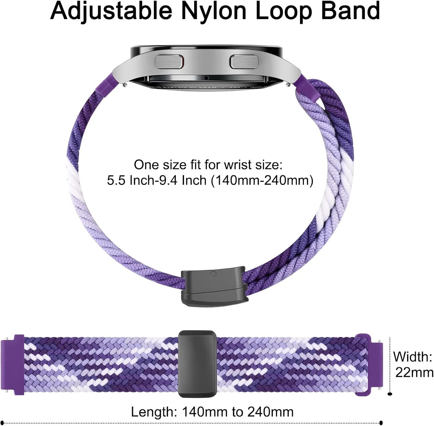 Amzpas Magnetic Braided Strap for COROS PACE 4 / PACE 3 / Pro/APEX 2 Pro/APEX Pro/APEX 46mm, 22mm Soft Nylon Sport WristBand Compatible with ACoros Pace 4/3 Watch Women Men