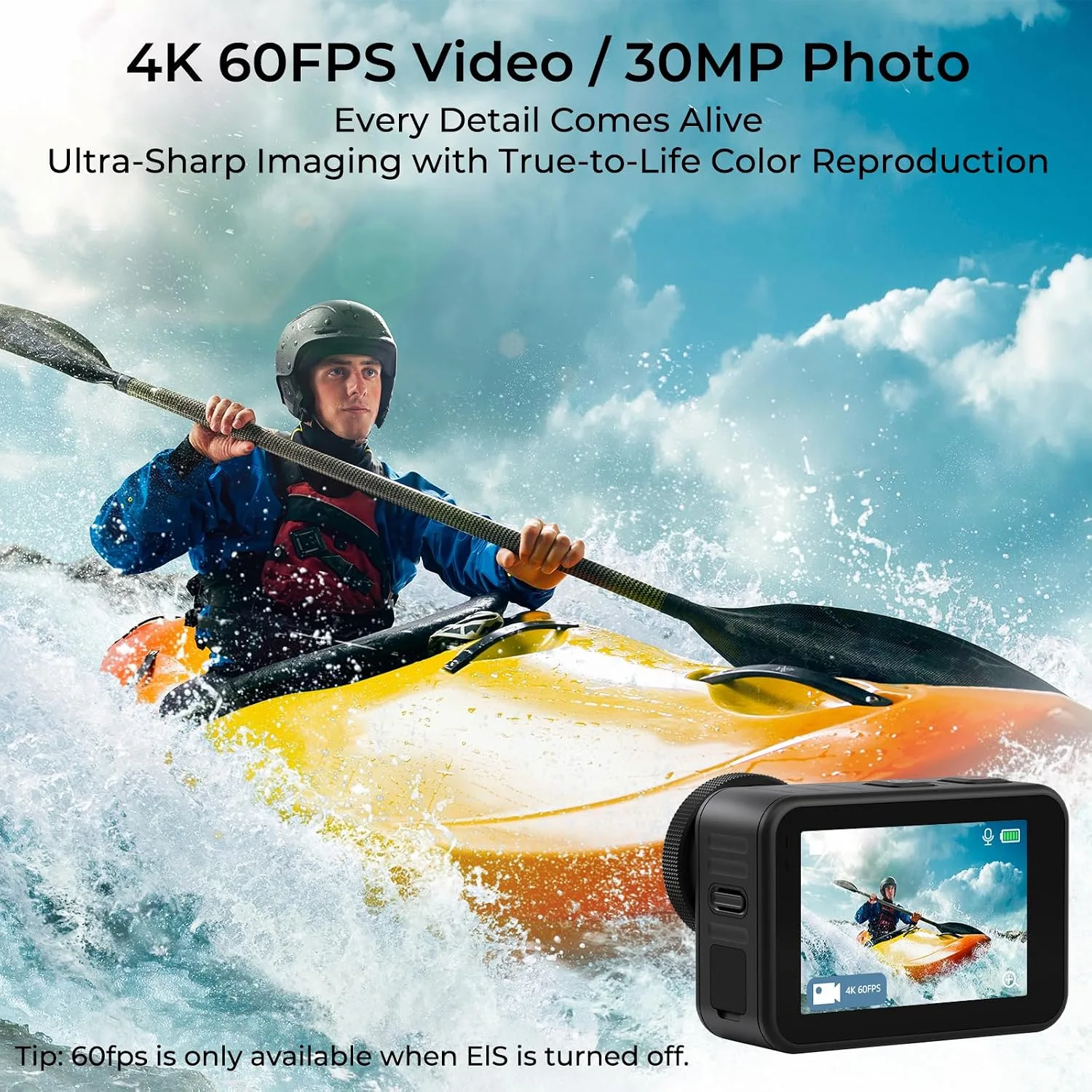 icefox Action Camera 4K 60FPS 20MP with 2X 2150mAh Batteries, Underwater Camera with 5X Zoom, EIS, Powered by Snappro App,Support Video&Photo Editing,Waterproof, WiFi Remote Control