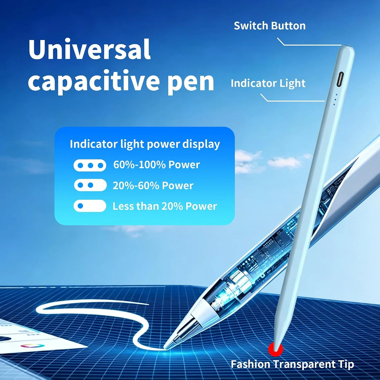 Stylus Pen Compatible with Nintendo Switch 1/2/OLED,for Amazom Max 11,HD 10 Table,Upgraded new Model, Precise Writing Pencil,Fast Charging,Auto Sleep,Button on/Off (Blue)