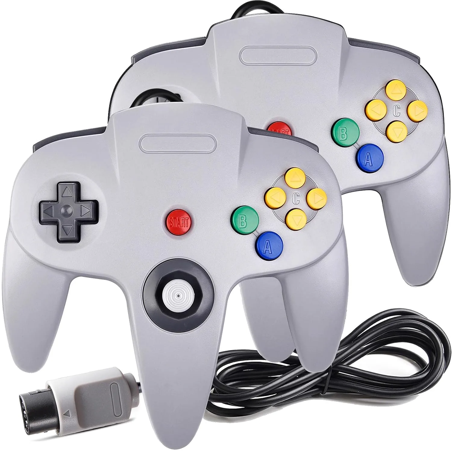miadore Classic Wired N64 Controller 2 Pack,Retro N64 Remote Joystick Gamepad Controller Compatible with N64 Video Game System Console(Gray)