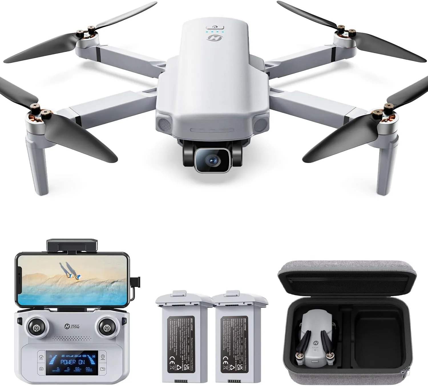 Holy Stone HS360D GPS Drones With 4K Camera For Adults, 249g RC Quadcopter with 80-Min Flight Time, 20000ft Range FPV Transmission Beginner Drone, Auto Return, 2 Batteries, Upgraded HS360S