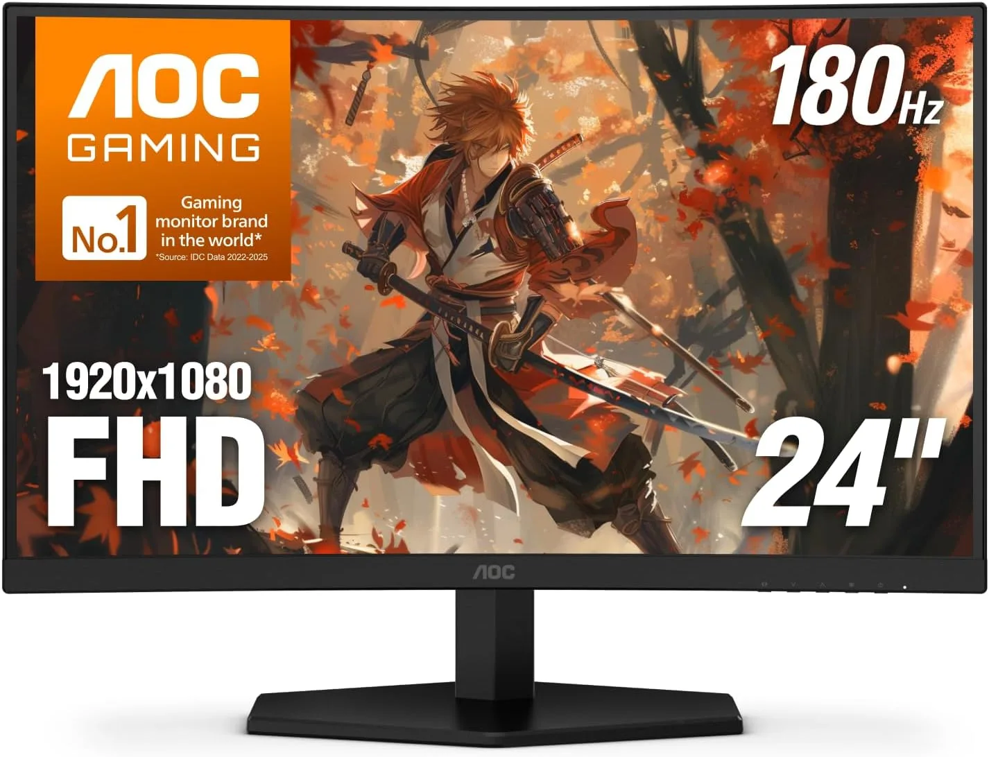 Monitor Curvo para Gaming AOC C24G42E 24 pulgadas FHD 1080P 180Hz VA 0.5ms HDR