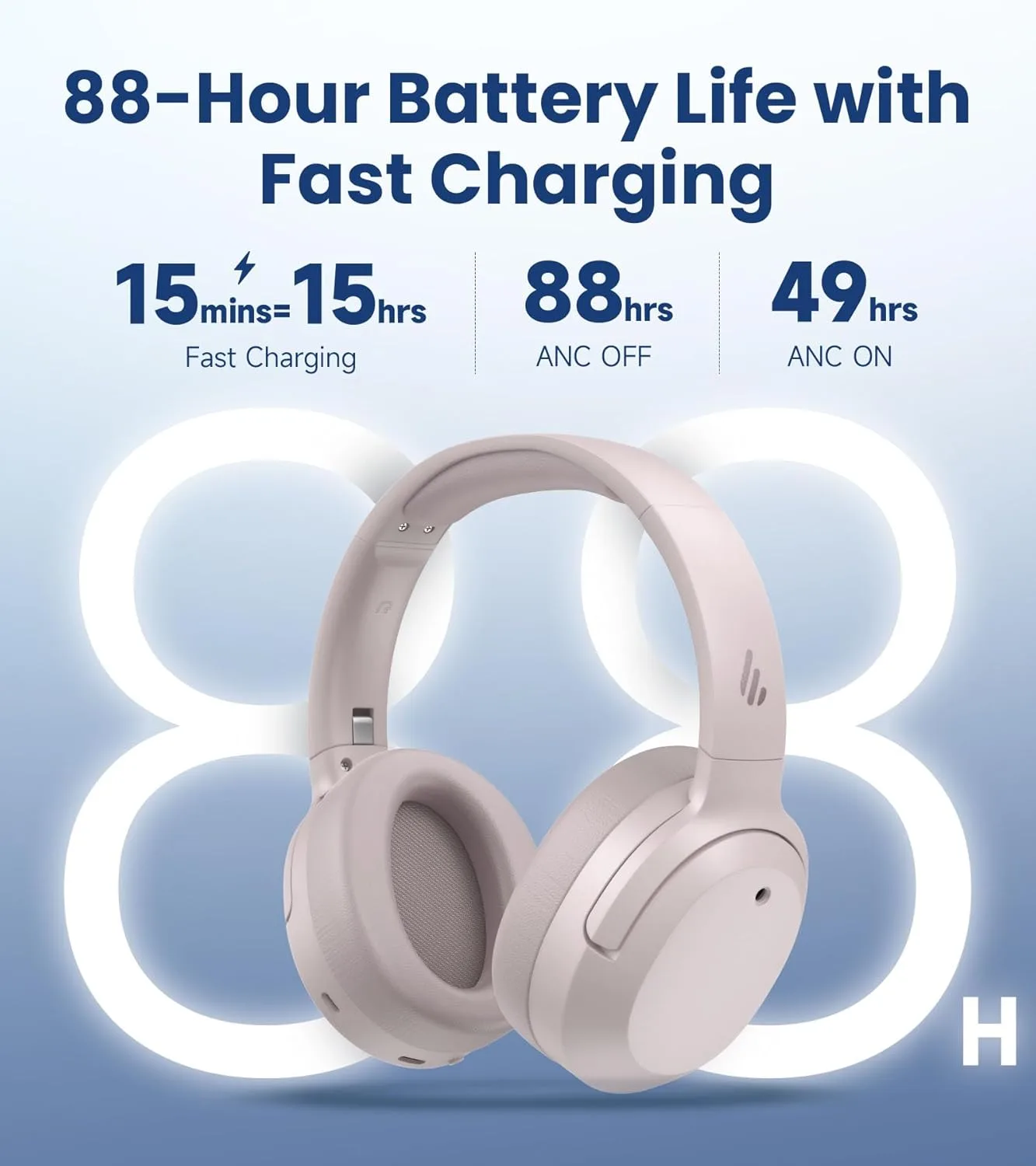 Edifier W820NB Plus Gen 2 Over-Ear Noise Cancelling Headphone, Smoky Pink