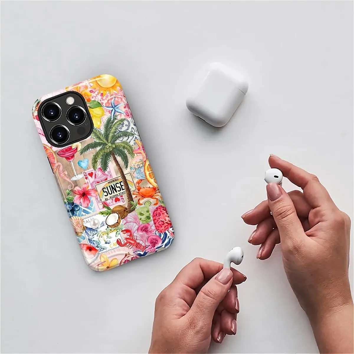DAIZAG Case for iPhone 13 Pro Max,Mixed 2 Layer Design Shockproof Soft TPU Ddouble Protection Phone Case for iPhone 13 Pro Max-Aesthetic Summer Beach
