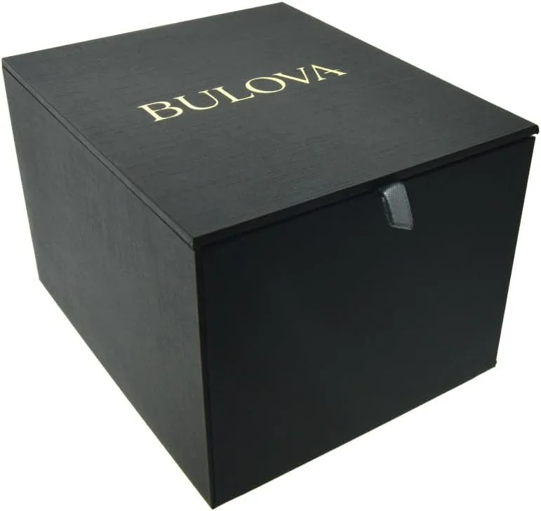 Bulova Men's Precisionist 3-Hand Calendar in Stainless Steel with Black Leather Strap and Black Patterned Dial Style: 96B158