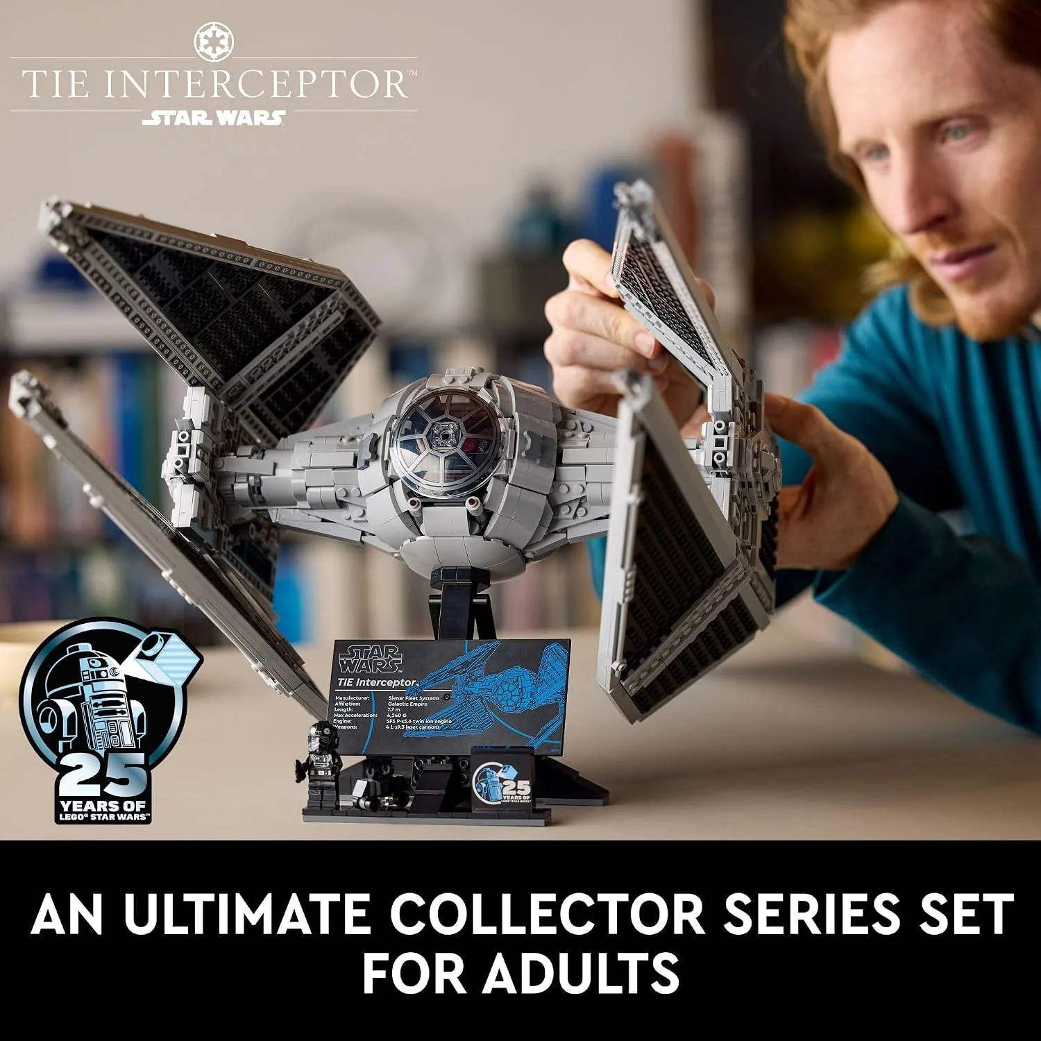 LEGO Star Wars Ultimate Collector Series TIE Interceptor Model Building Set, Star Wars Collectible with TIE Pilot Minifigure, Creative Build and Display Starfighter Set for Adults and UCS Fans, 75382