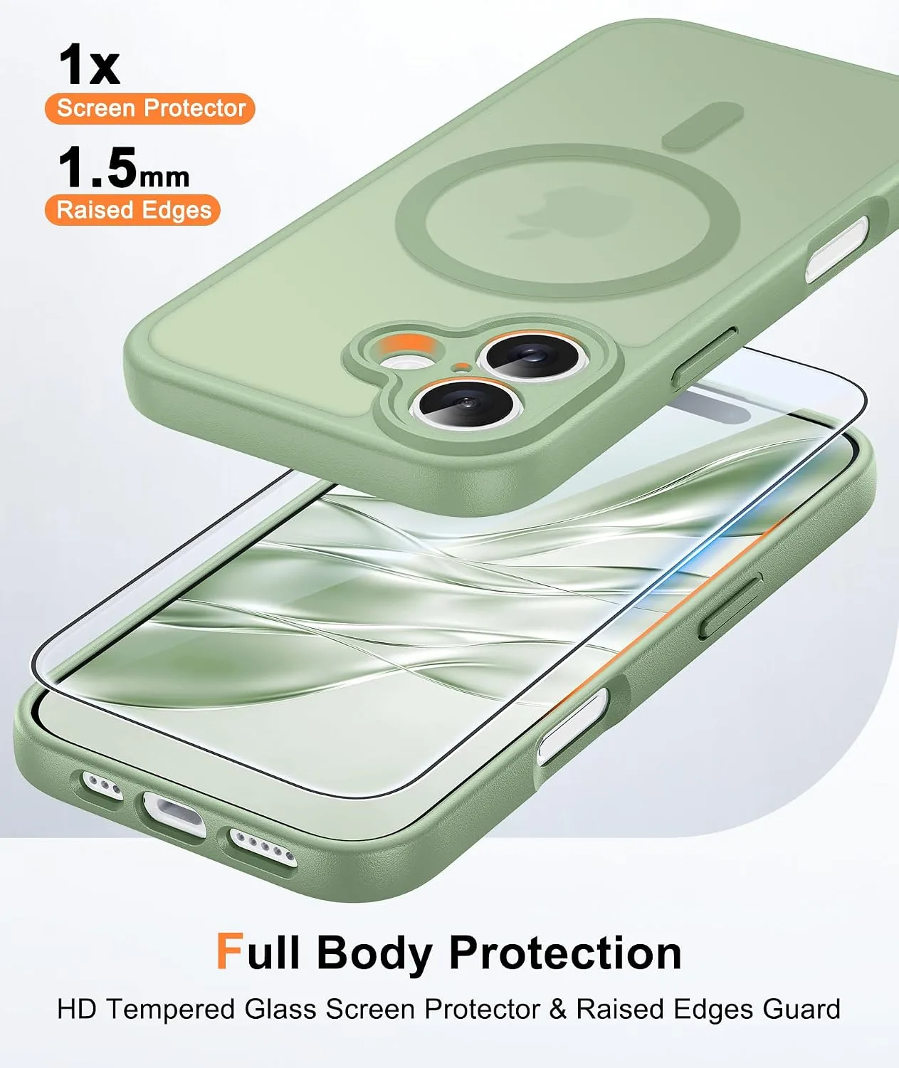 FNTCASE for iPhone 16 Plus Case Fit for MagSafe Light Green