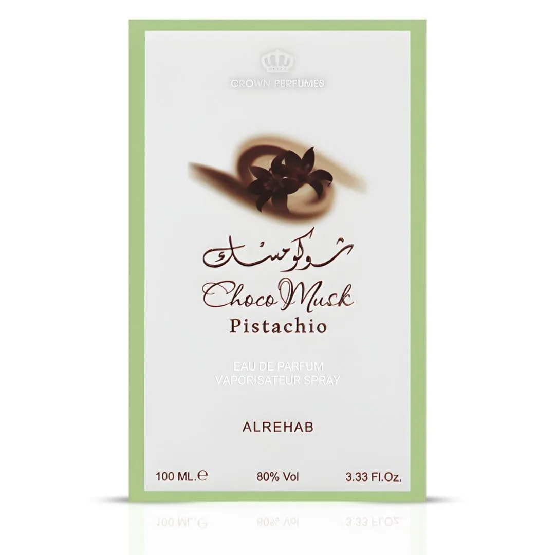 Al-Rehab Choco Musk Pistachio Perfume Oil Roll-On - 100ml (3.4 oz) | Nutty Gourmand Fragrance with Pistachio, Chocolate & Vanilla | Sweet, Creamy & Addictive | Long-Lasting Scent for Women & Men