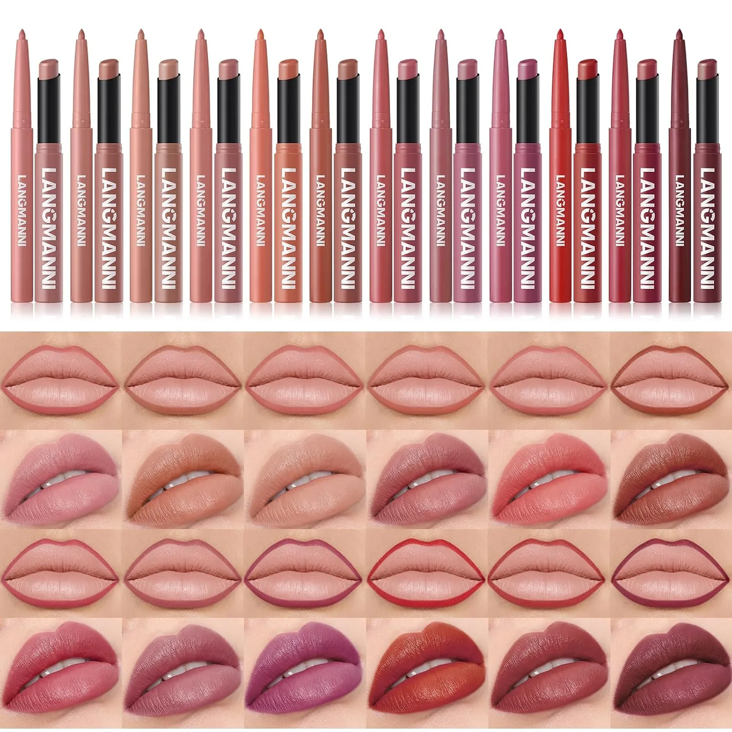 12Pcs Matte Lipstick and Lip Liner Set, Lip Makeup Combo (Nudes Set)