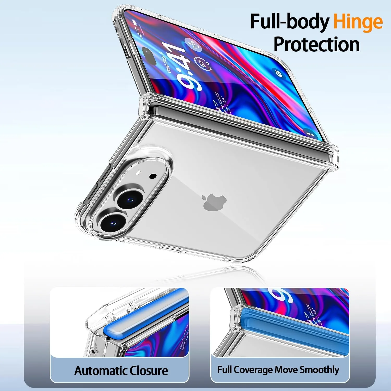 AICase for iPhone Duo Case Hinge Protection Clear Slim Fold Phone Cover