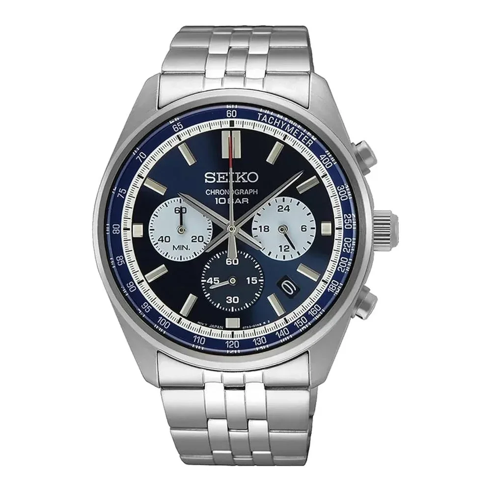 Seiko Chronograph Quartz Blue Dial Watch SSB427 41.5mm