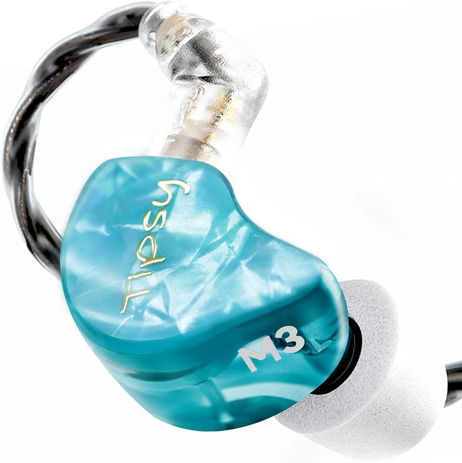 Tipsy M3 Professional IEM for Musicians, 2BA + 1DD Drivers, 36dB PNC, IPX5, Acoustic-Runway™ Technology, Skin-Friendly Resin, Detachable 0.78mm 2-pin Cable (B-Blue)