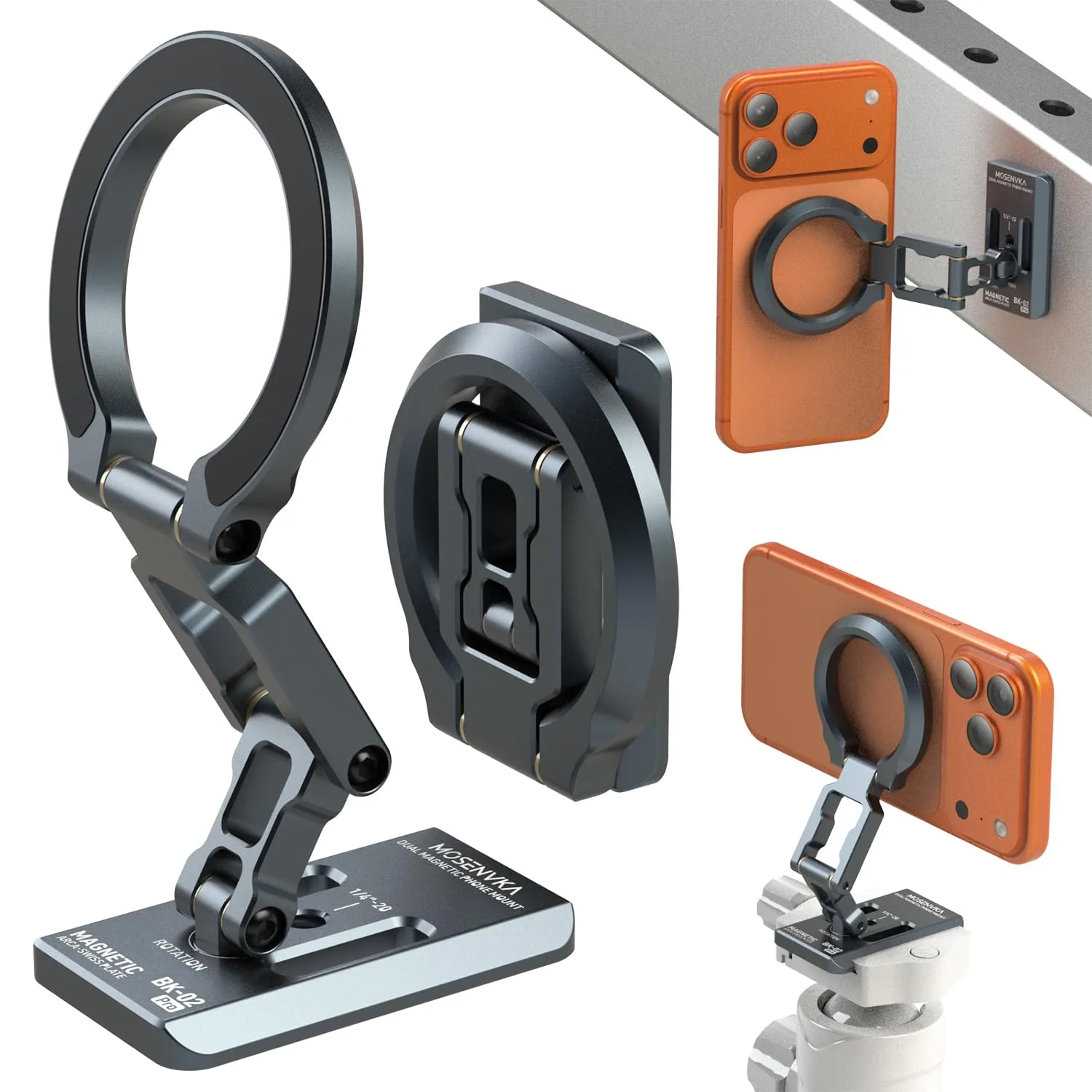 MOSENVKA Dual Magnetic Phone Stand for Gym and Travel