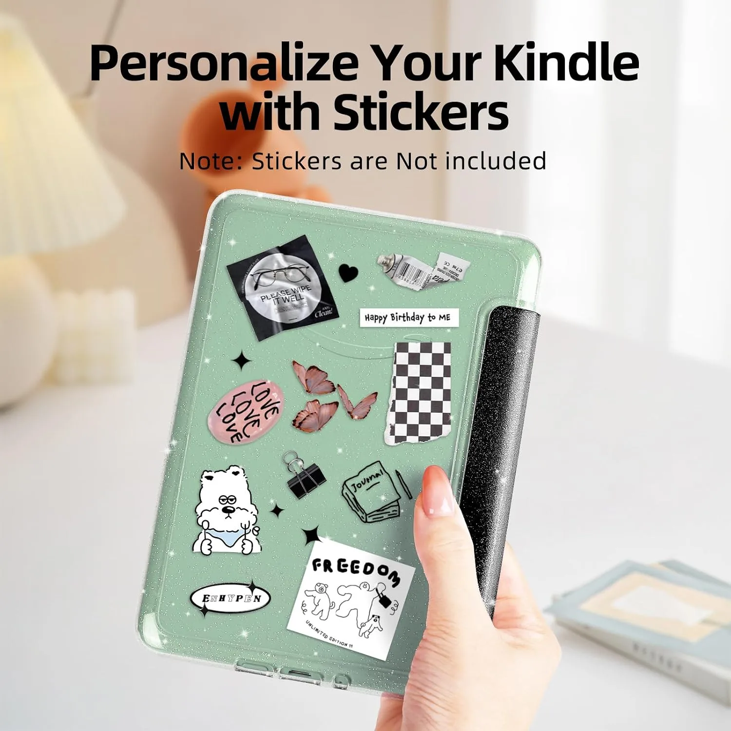 Glitter Case for 6" Kindle Basic 11th Gen 2024/2022,Glitter Black