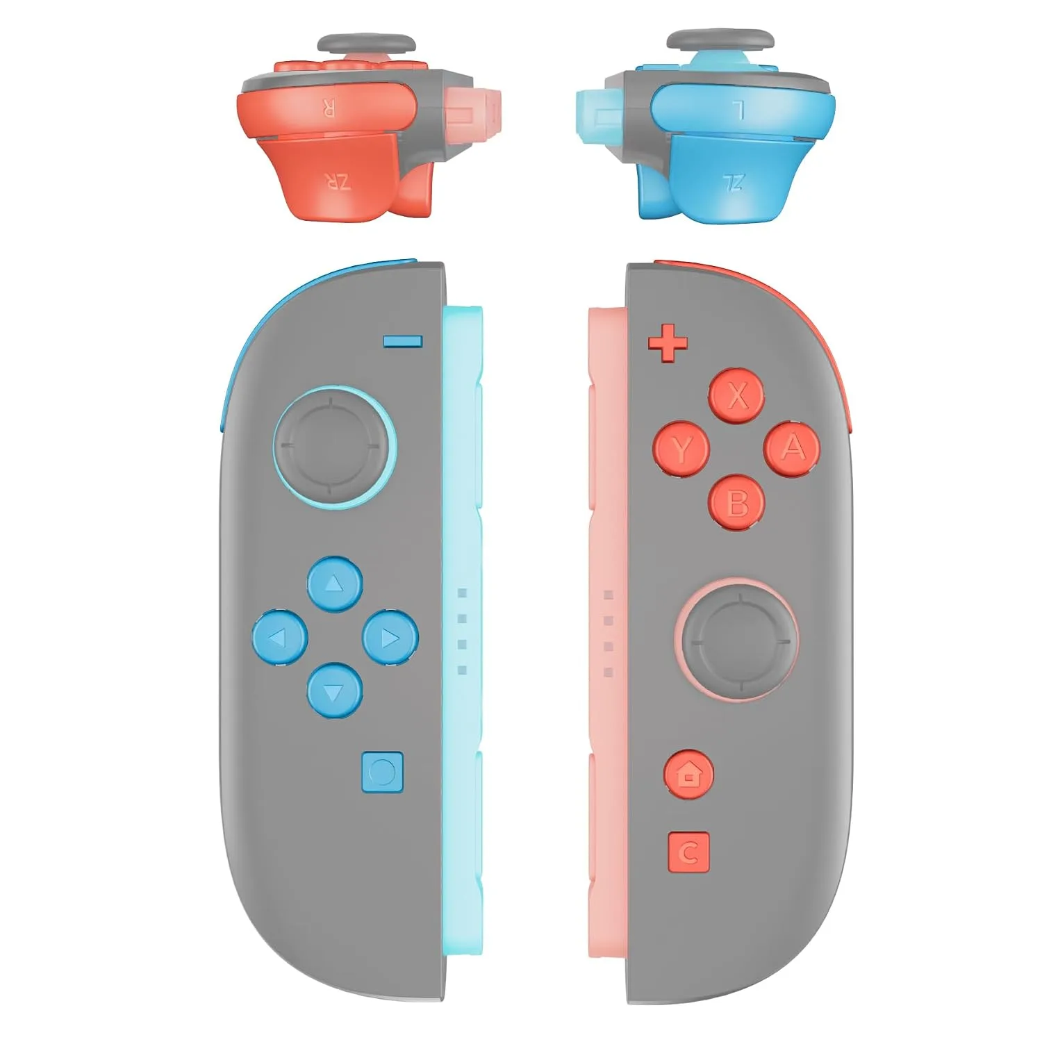 Set completo de botones de reemplazo eXtremeRate para Joycon 2 Nintendo Switch 2 Azul y Naranja