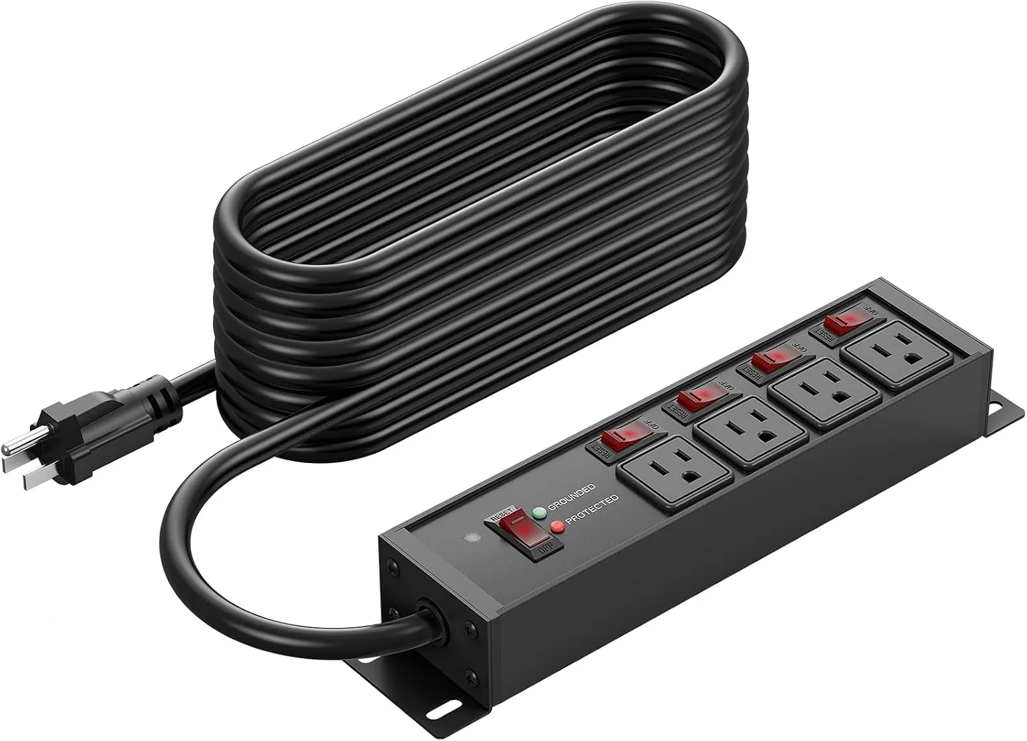 CCCEI 12 Gauge Long Extension Cord, Individual Switches, Black, 50FT.