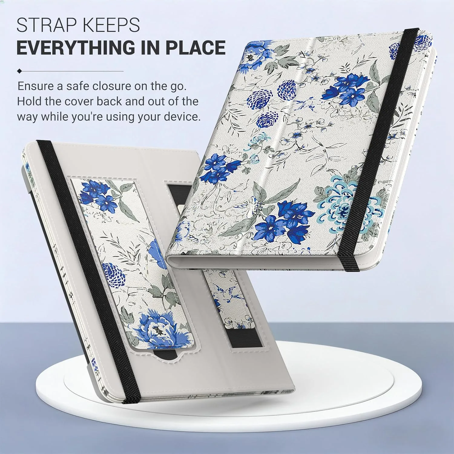 Moko Universal Case for 6 inch eReaders&Tablets, White Blue Floral