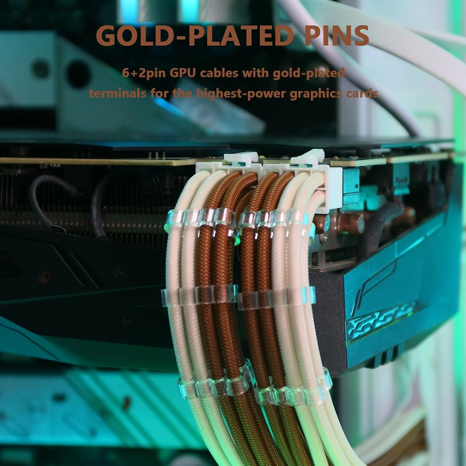 Sirlyr PSU Cable Extension,Customed Pre-Bend PC Power Supply Cable,1x 24 Pin ATX / 1x 8 (4+4) Pin EPS/Longer 2X 8 (6+2) Gold-Plated Pin Pcie,Nylon Sleeved Brown Beige,4 Kits