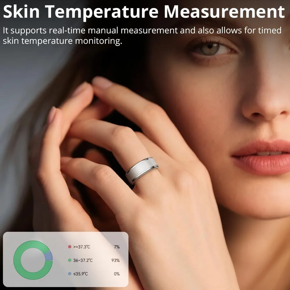 COLMI R10 Smart Ring, Sleep Health & Skin Temperature & 5ATM(Silver, 8)