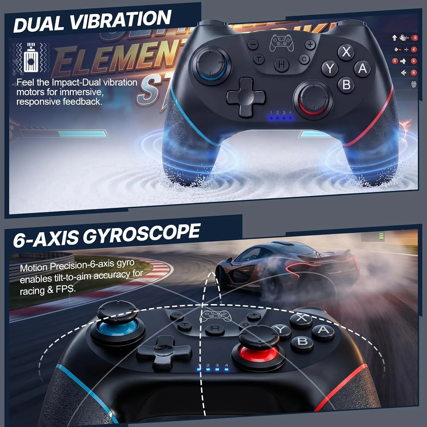 Diswoe Wireless Pro Controller for Switch 1/Switch 2/Lite/OLED/PC