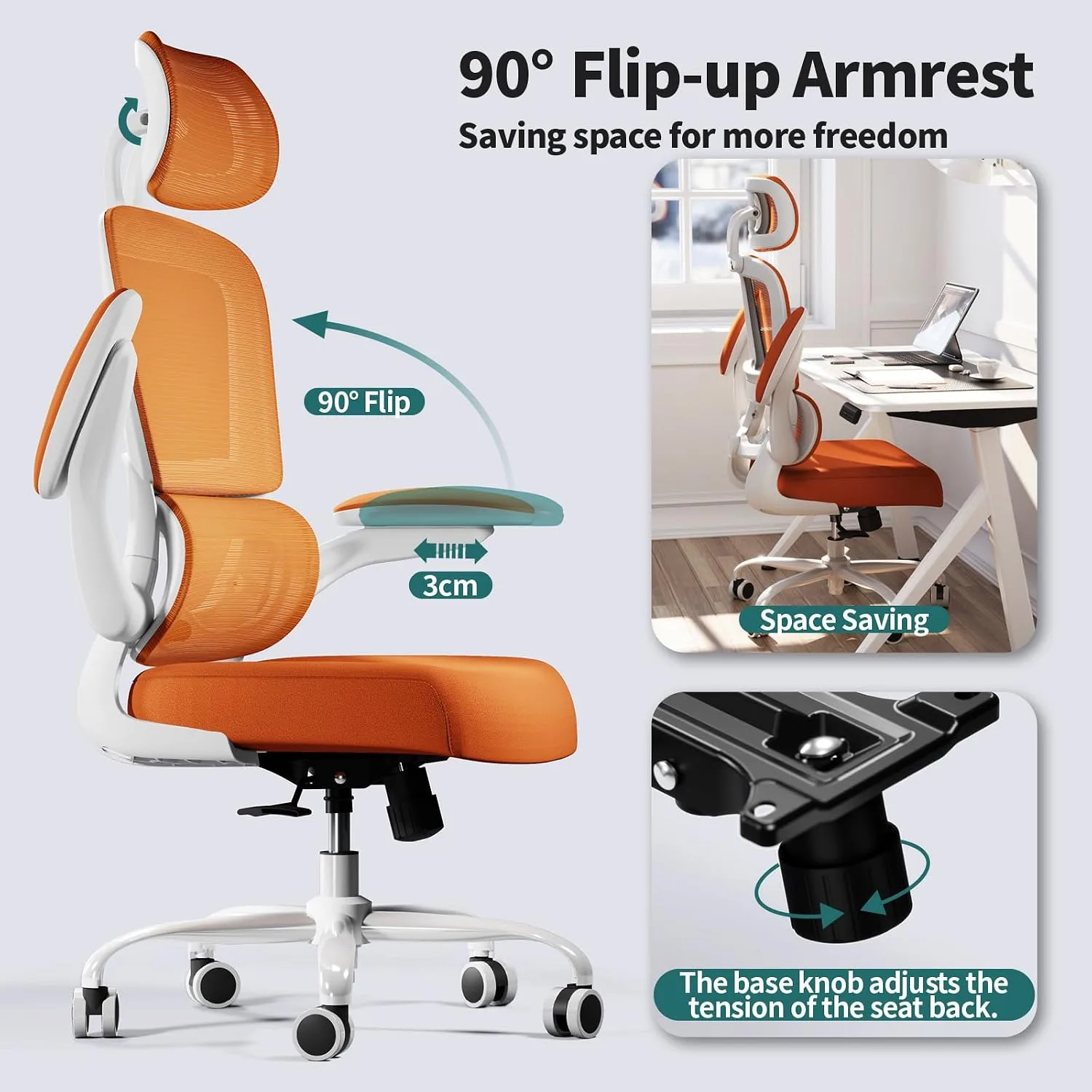 TRALT Office Chair Ergonomic Desk Chair with Lumbar Support Orange, 1