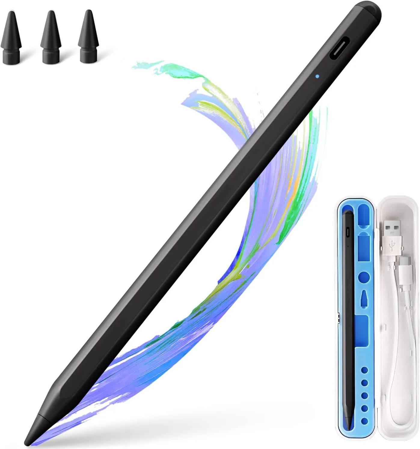 BLEBLE Stylus Pen for iPad 2018-2026, Fast Charge Apple iPad Pencil-Black