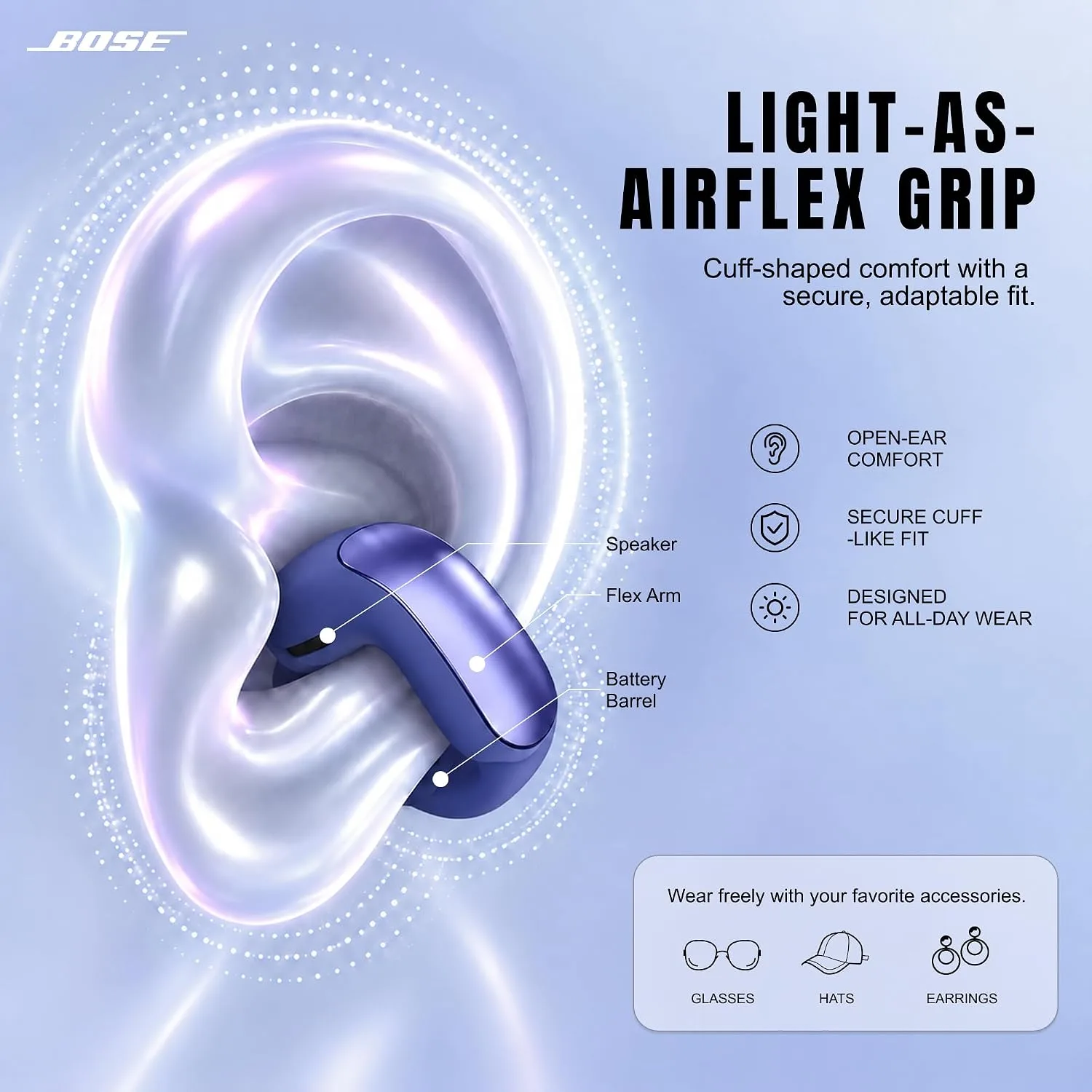 Bose Ultra Open Earbuds Bluetooth Open-Ear Clip-On Headphones Power Bundle