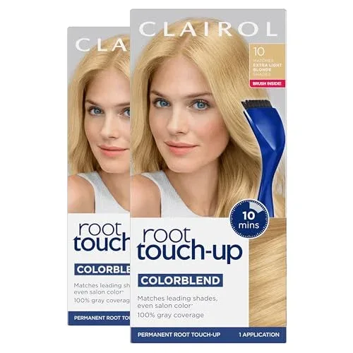 Clairol Root Touch Up Permanent Hair Dye, 10 Extra Light Blonde, Pack of 2