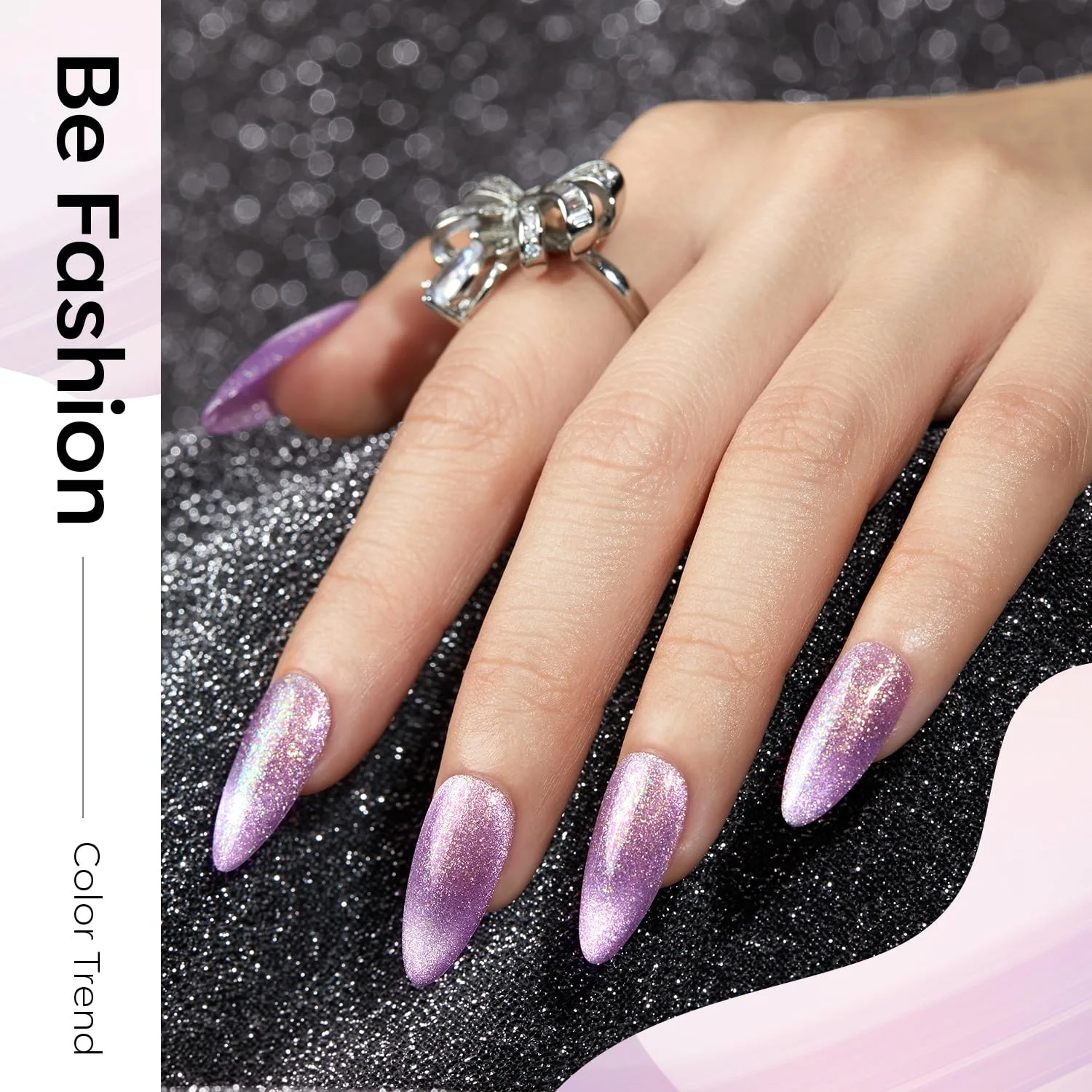 modelones Cat Eye Gel Nail Polish Set Glitter 6Colors Pastel Rainbow