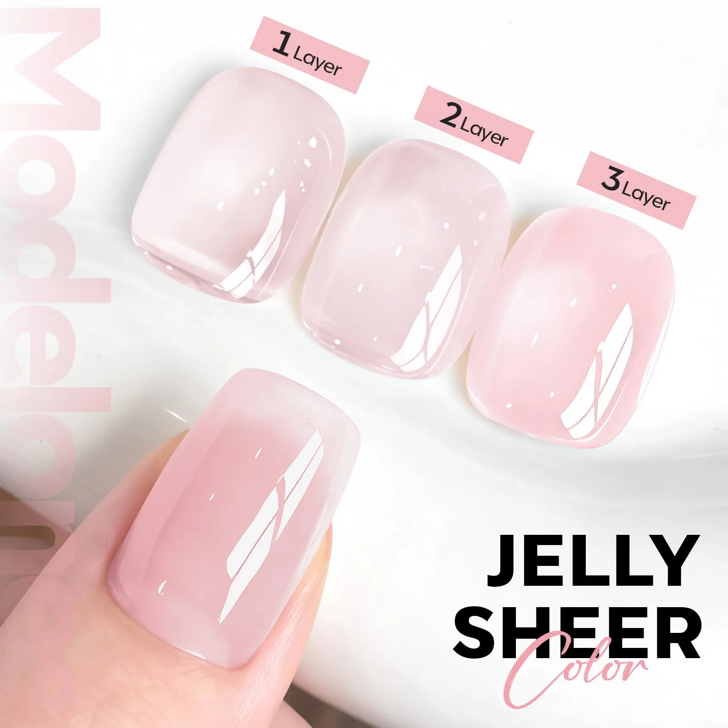 modelones Pink Gel Nail Polish Jelly Nude Pink Gel Polish