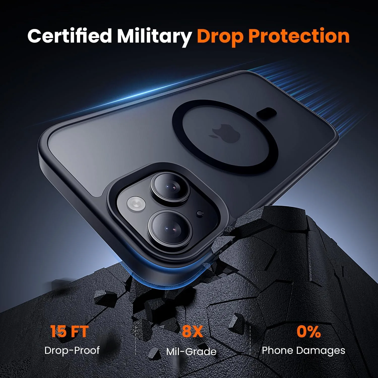 toushion 3 in 1 for iPhone 14 Case Matte Black