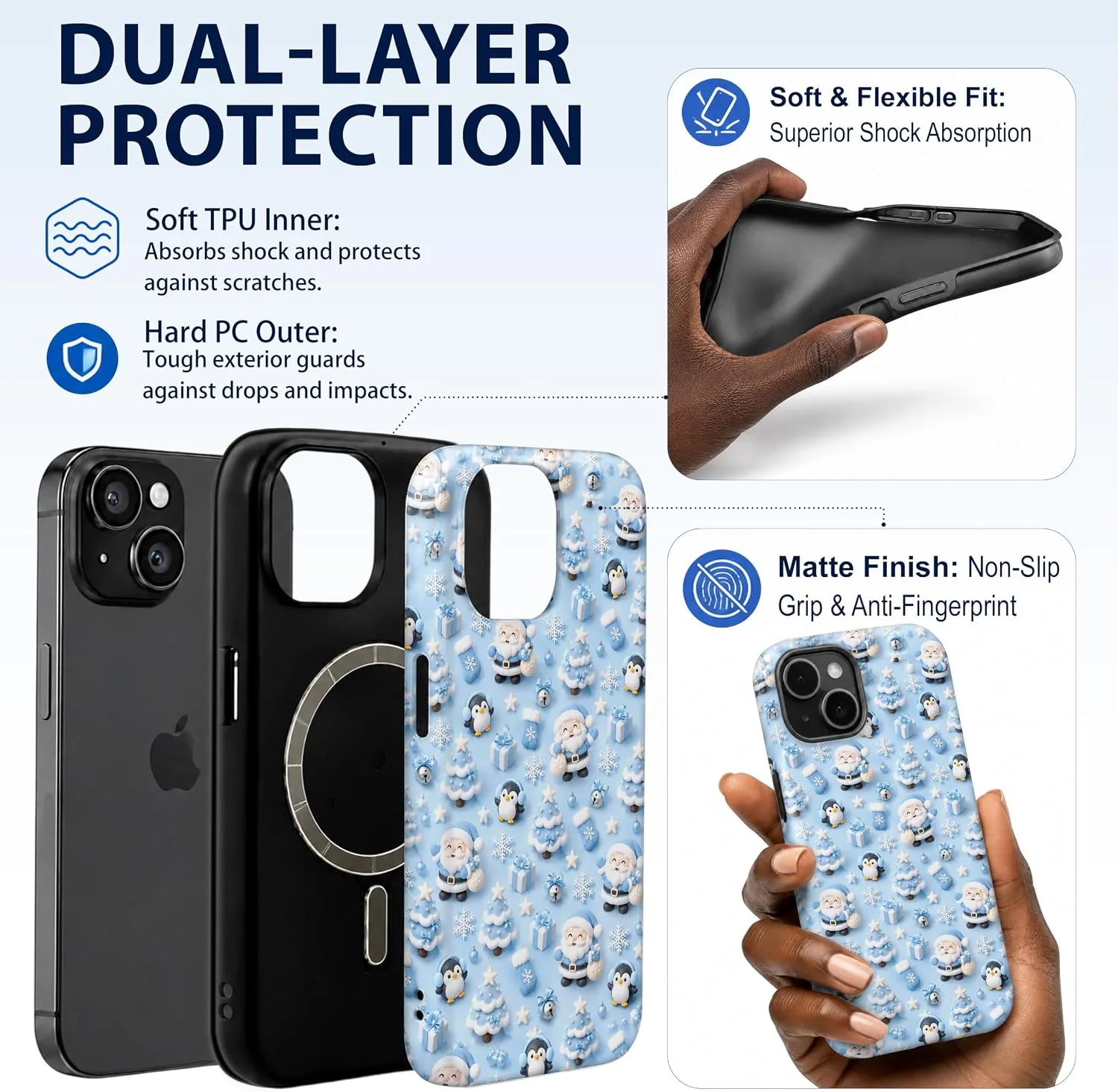 Magnetic for iPhone 15 Baby Blue Phone Case, Cute