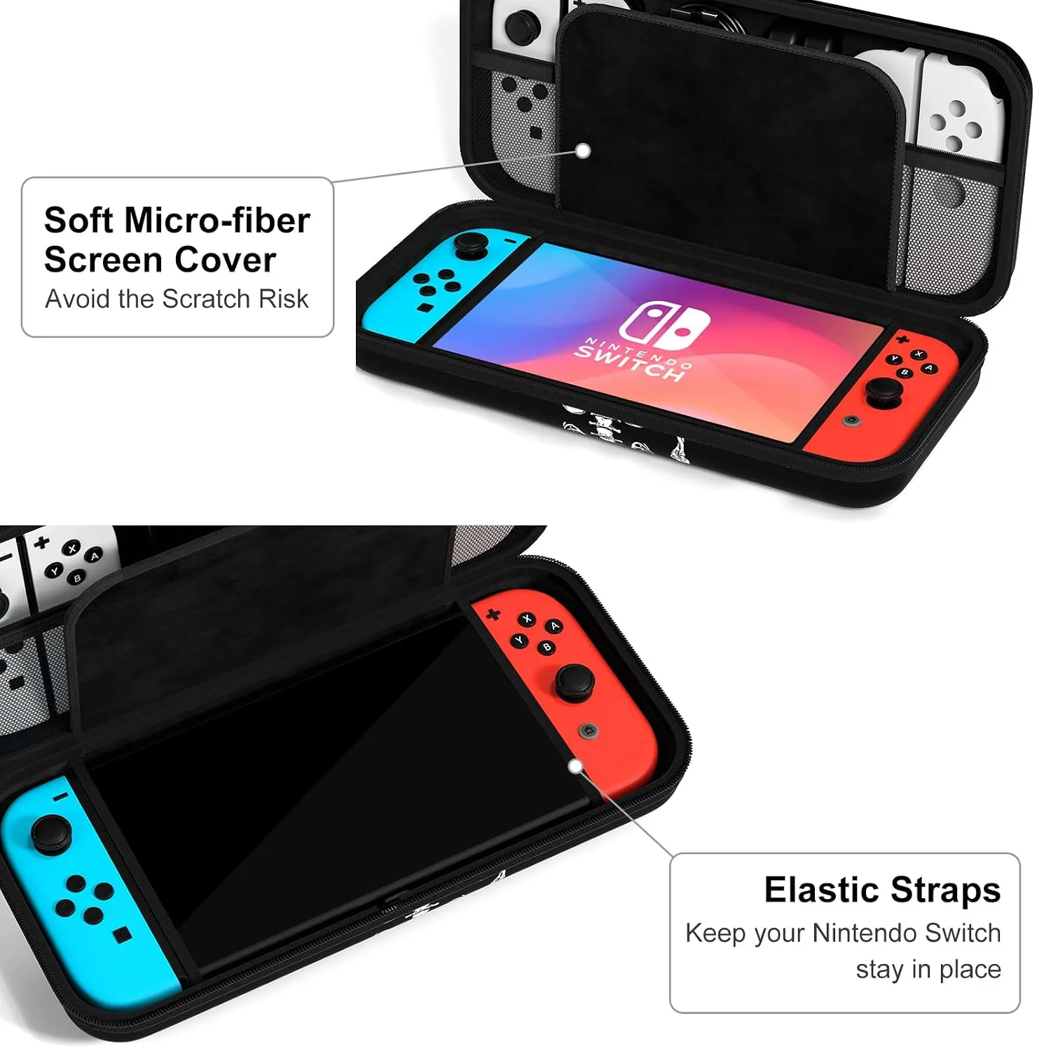 NPOOYI Carrying Case for Nintendo Switch OLED 2021/2017, Hard Shell Cover