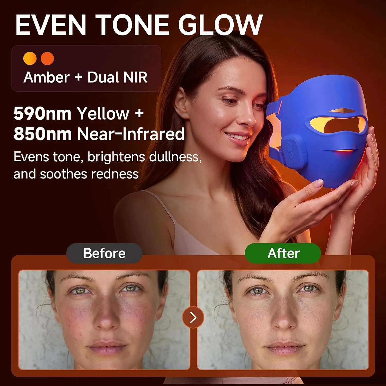 Red Light Therapy for Face 4-Mode LED Mask 336 LEDs Wireless Remote Blue
