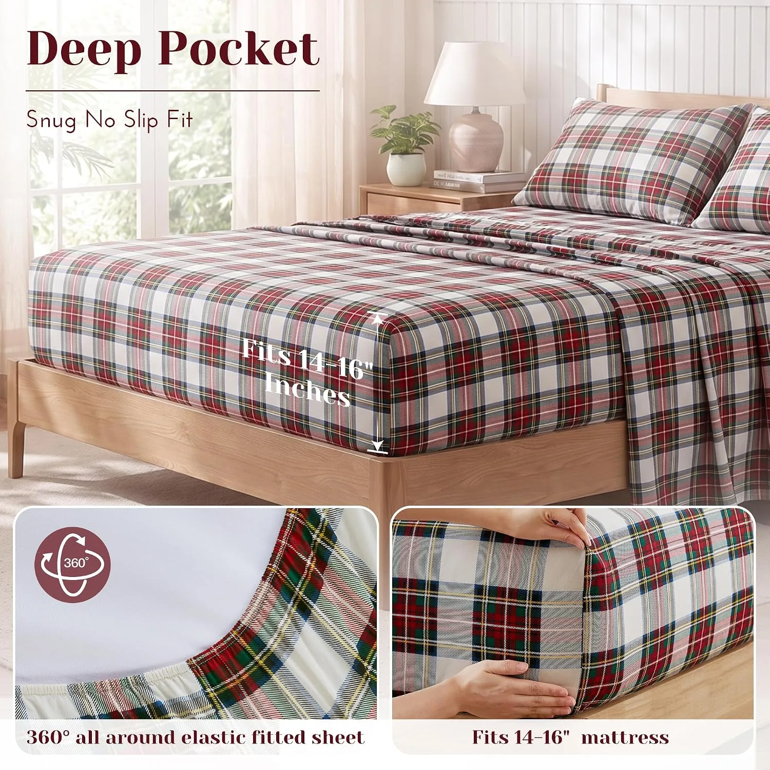 Comfort Spaces 100% Cotton Percale Sheets Queen Sheet Set, 4 Piece