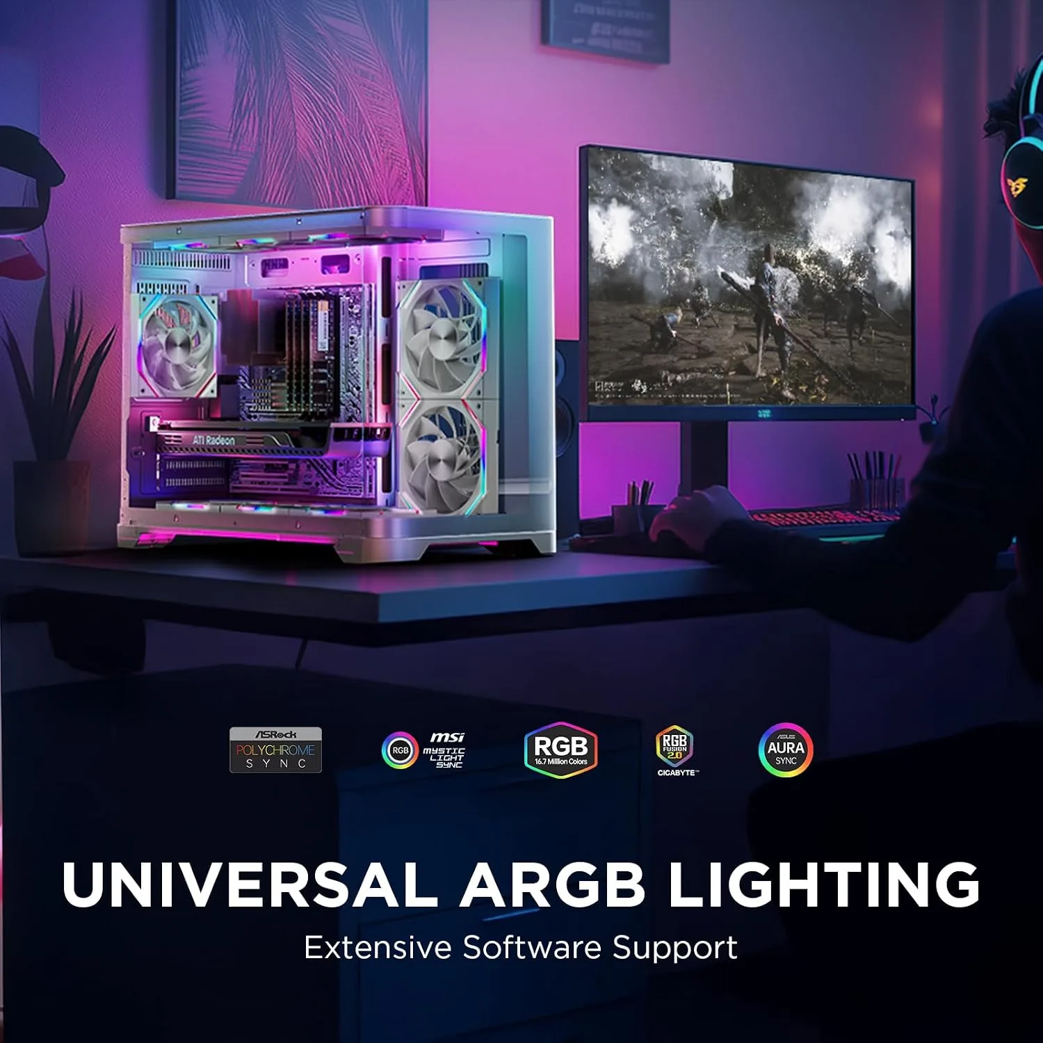 Asiahorse Nyota 120mm Case Fan with Efficient Cooling, ARGB Fan Lighting, 800-1800RPM Speed Control, and Whisper-Quiet Operation Under 29 dB, Unique Design for PC