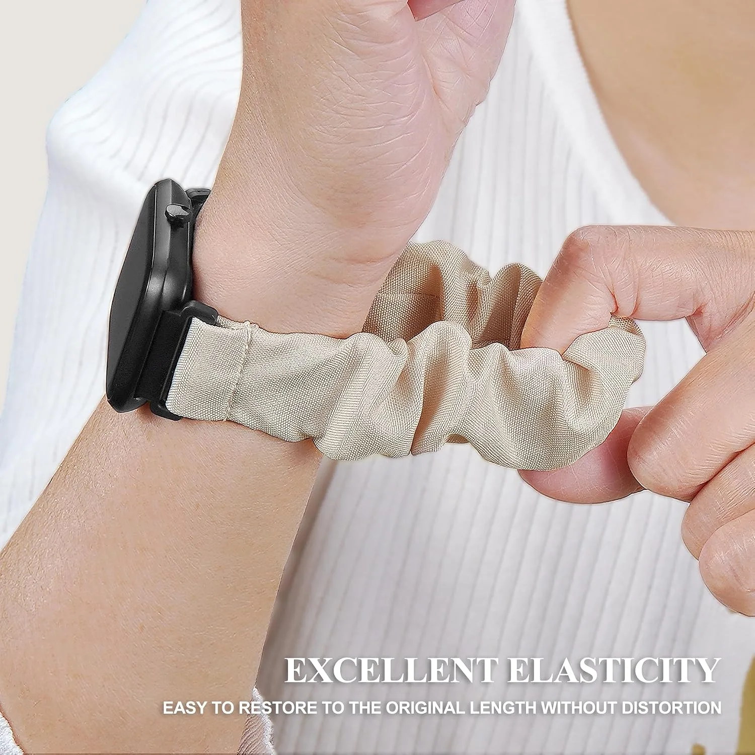 Sunnyson 22mm Bands for Veryfit IDW13/IDW16/IDW19/IDW26/IDW28 Smartwatch，2 Pack Elastic Fabric Scrunchie Straps for Fitvii H57/H56/Fitpolo/Toobur id208 Plus Women