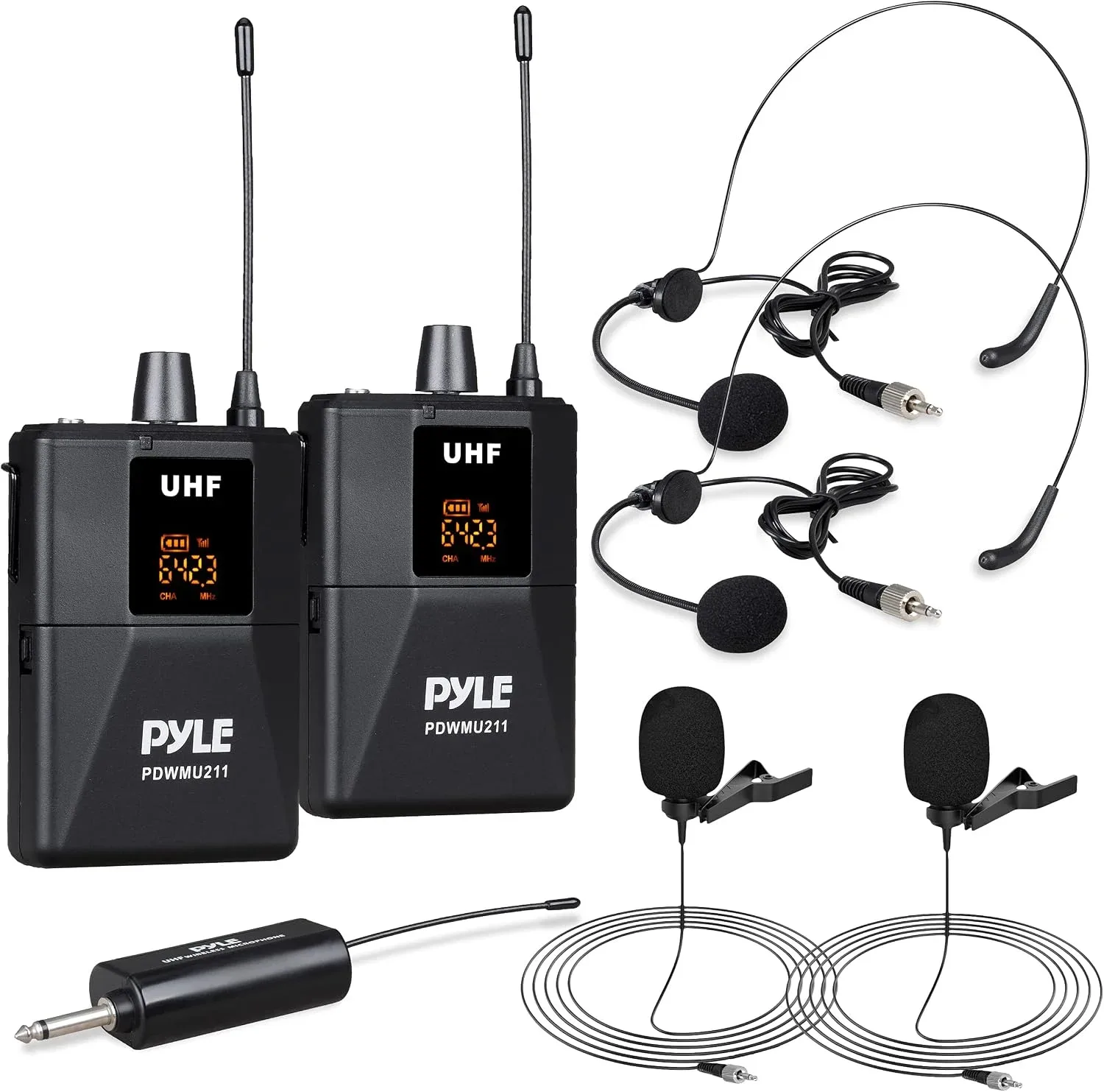Micrófono inalámbrico Pyle PDWMU211 sistema dual UHF profesional