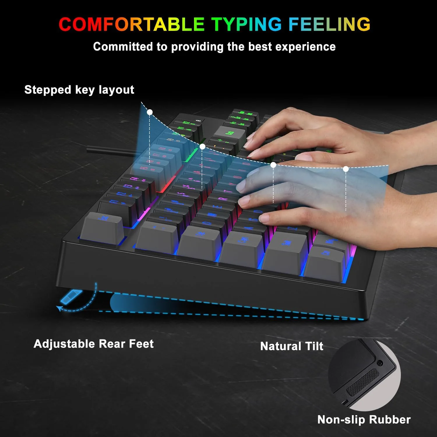 BlueFinger RGB 87 Keys Gaming Keyboard and Backlit Mouse Combo, USB Wired Rainbow Keyboard, Gaming Keyboard Set for Laptop PC Computer Game and Work(Gray & Black)