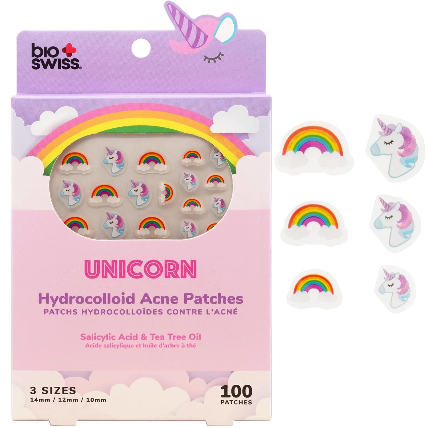 Parche para acné BioSwiss Rainbow Unicorn 100 unidades