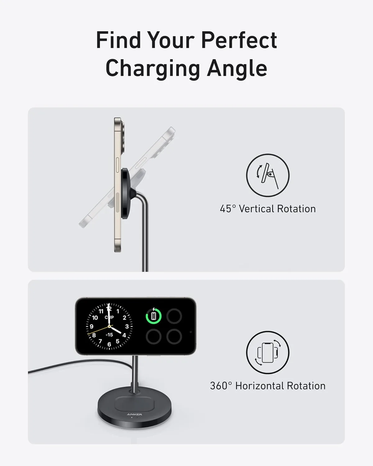 Anker MagGo 2-in-1 MagSafe Compatible Qi2 15W Wireless Charging Stand
