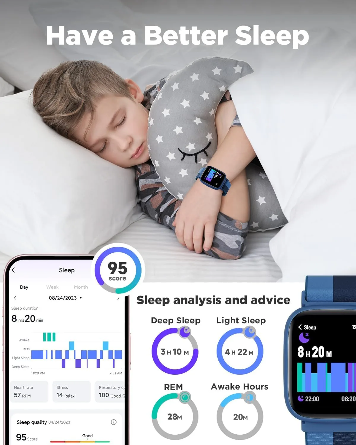 BIGGERFIVE Smart Watch for Kids, 1.8" Fitness Tracker Watch with Pedometer