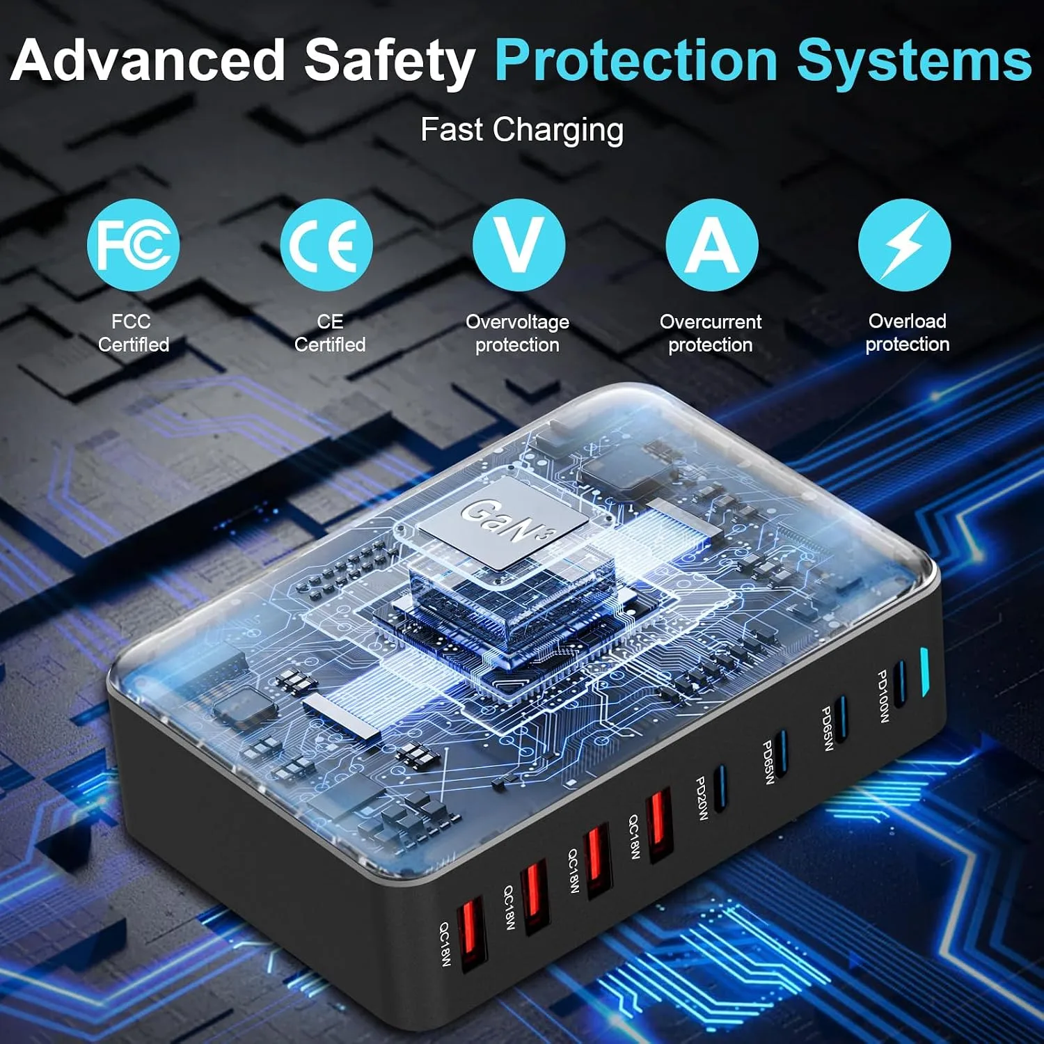 320W USB C Charger Block, 8-Port USB Charging Station with Dual 100W PD
