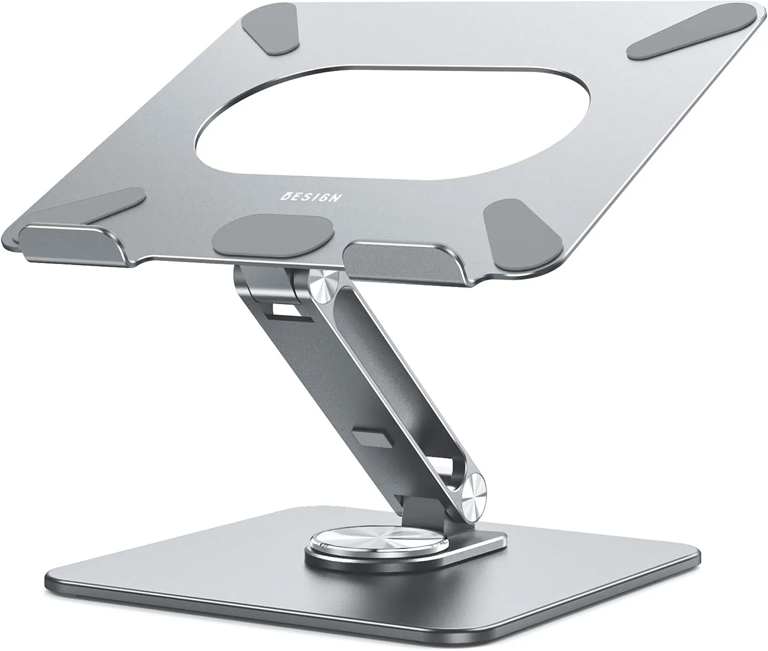 BESIGN LSX7 Laptop Stand with 360 Rotating Base, Ergonomic Adjustable Notebook Riser, Foldable Computer Holder Compatible with 10-15.6" Laptops (Gray)