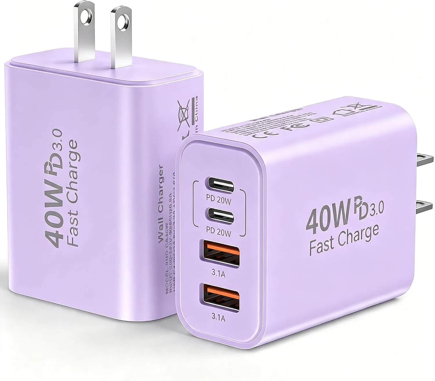USB C Wall Charger Block, 40W USB Type C iPhone Charger Fast Charging Block